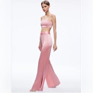 Alice + Olivia Jc Wide Leg Side Slit Pant in Rose, Size 0